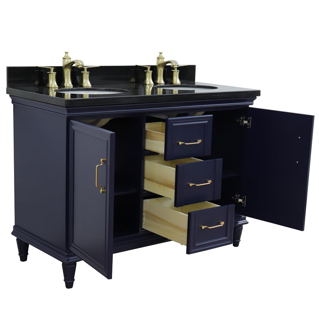 Bellaterra Home, Forli 49" Blue Double Vanity, Oval Sink, Black Galaxy Granite#top-options_black-galaxy-granite-top