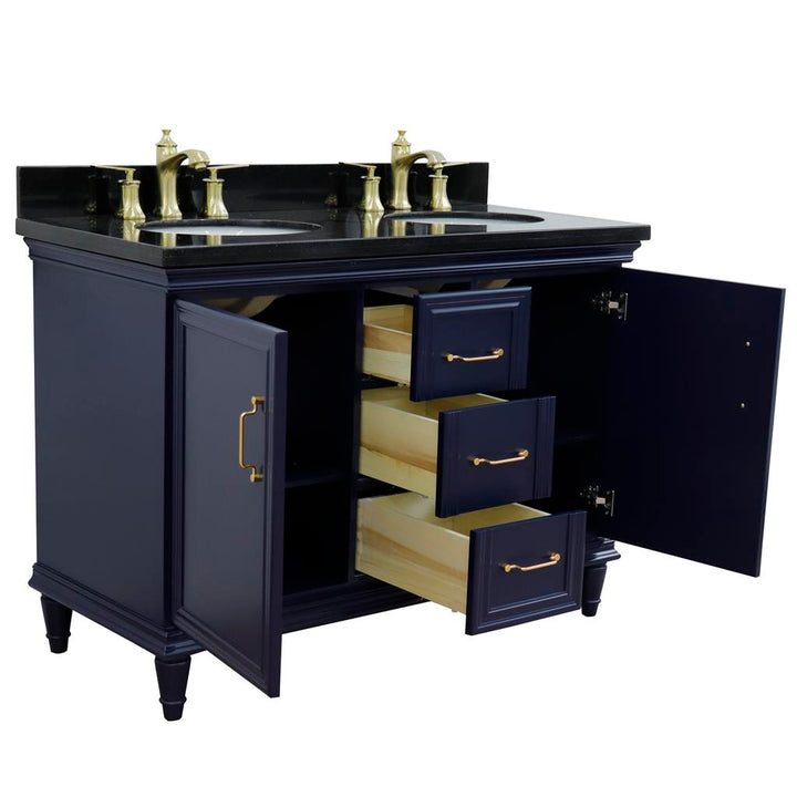 Bellaterra Home, Forli 49" Blue Double Vanity, Oval Sink, Black Galaxy Granite#top-options_black-galaxy-granite-top