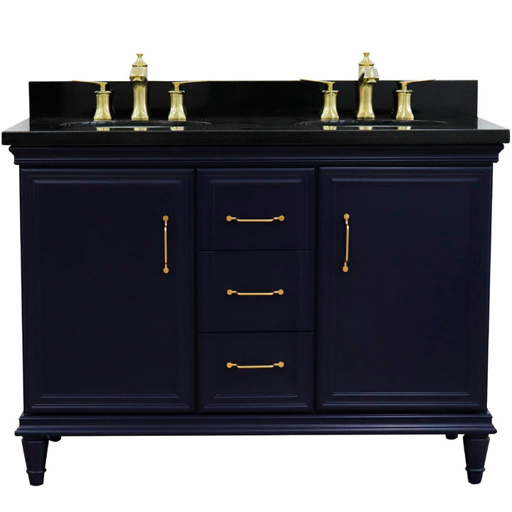 Bellaterra Home, Forli 49" Blue Double Vanity, Oval Sink, Black Galaxy Granite#top-options_black-galaxy-granite-top
