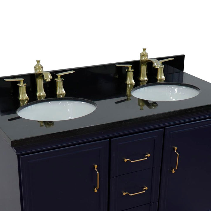 Bellaterra Home, Forli 49" Blue Double Vanity, Oval Sink, Black Galaxy Granite#top-options_black-galaxy-granite-top