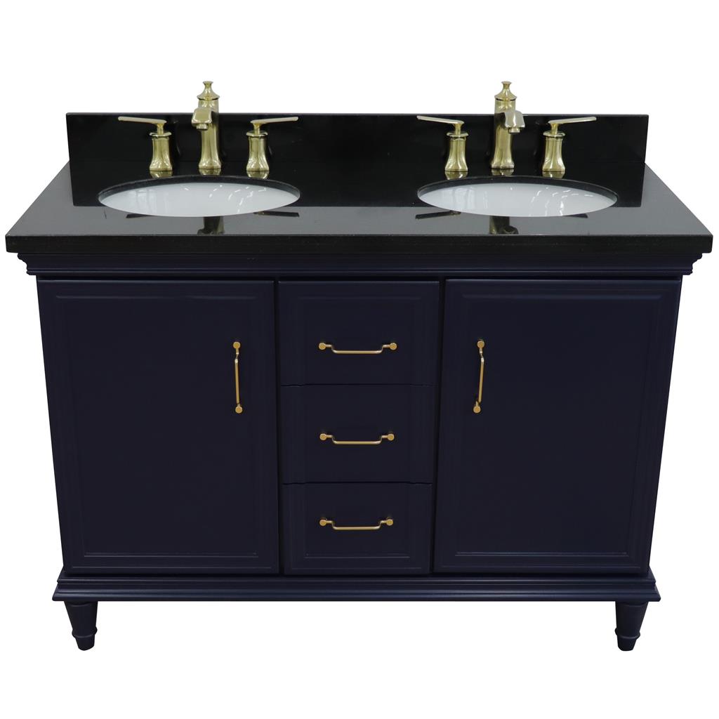Bellaterra Home, Forli 49" Blue Double Vanity, Oval Sink, Black Galaxy Granite#top-options_black-galaxy-granite-top