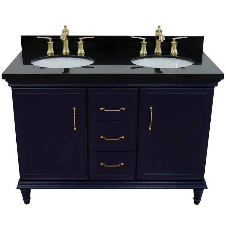 Bellaterra Home, Forli 49" Blue Double Vanity, Oval Sink, Black Galaxy Granite#top-options_black-galaxy-granite-top