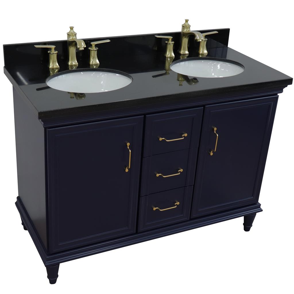 Bellaterra Home, Forli 49" Blue Double Vanity, Oval Sink, Black Galaxy Granite#top-options_black-galaxy-granite-top