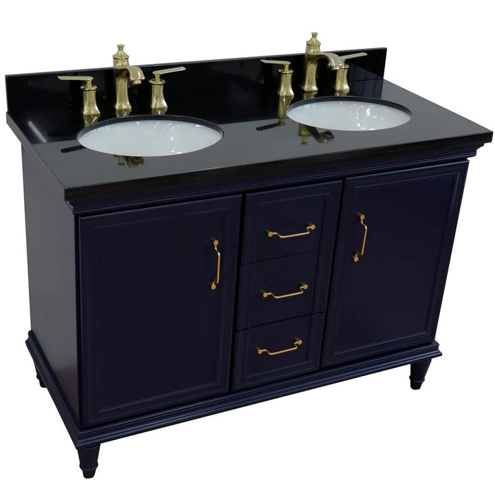 Bellaterra Home, Forli 49" Blue Double Vanity, Oval Sink, Black Galaxy Granite#top-options_black-galaxy-granite-top