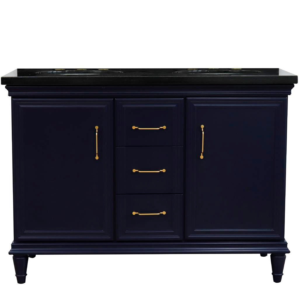 Bellaterra Home, Forli 49" Blue Double Vanity, Oval Sink, Black Galaxy Granite#top-options_black-galaxy-granite-top
