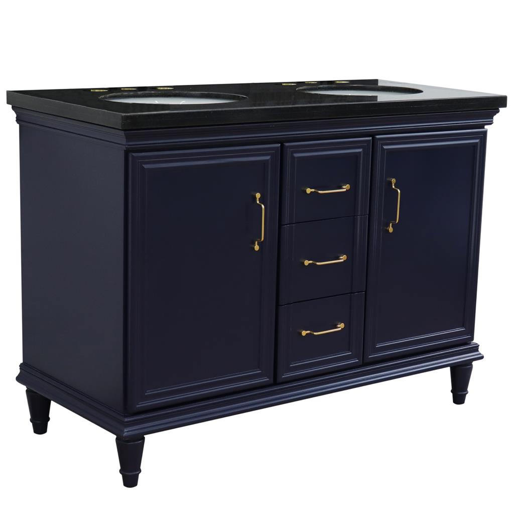 Bellaterra Home, Forli 49" Blue Double Vanity, Oval Sink, Black Galaxy Granite#top-options_black-galaxy-granite-top