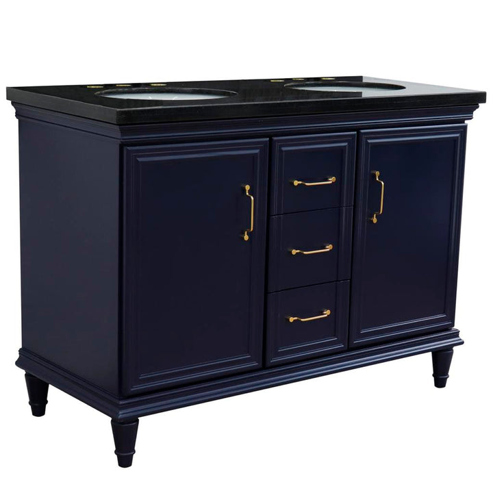 Bellaterra Home, Forli 49" Blue Double Vanity, Oval Sink, Black Galaxy Granite#top-options_black-galaxy-granite-top