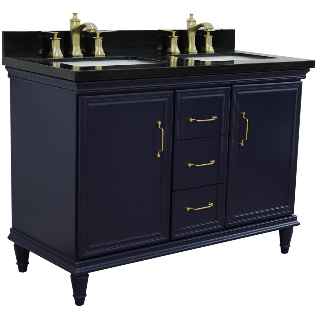 Bellaterra Home, Forli 49" Blue Double Vanity, Rectangle Sink, Black Galaxy Granite#top-options_black-galaxy-granite-top