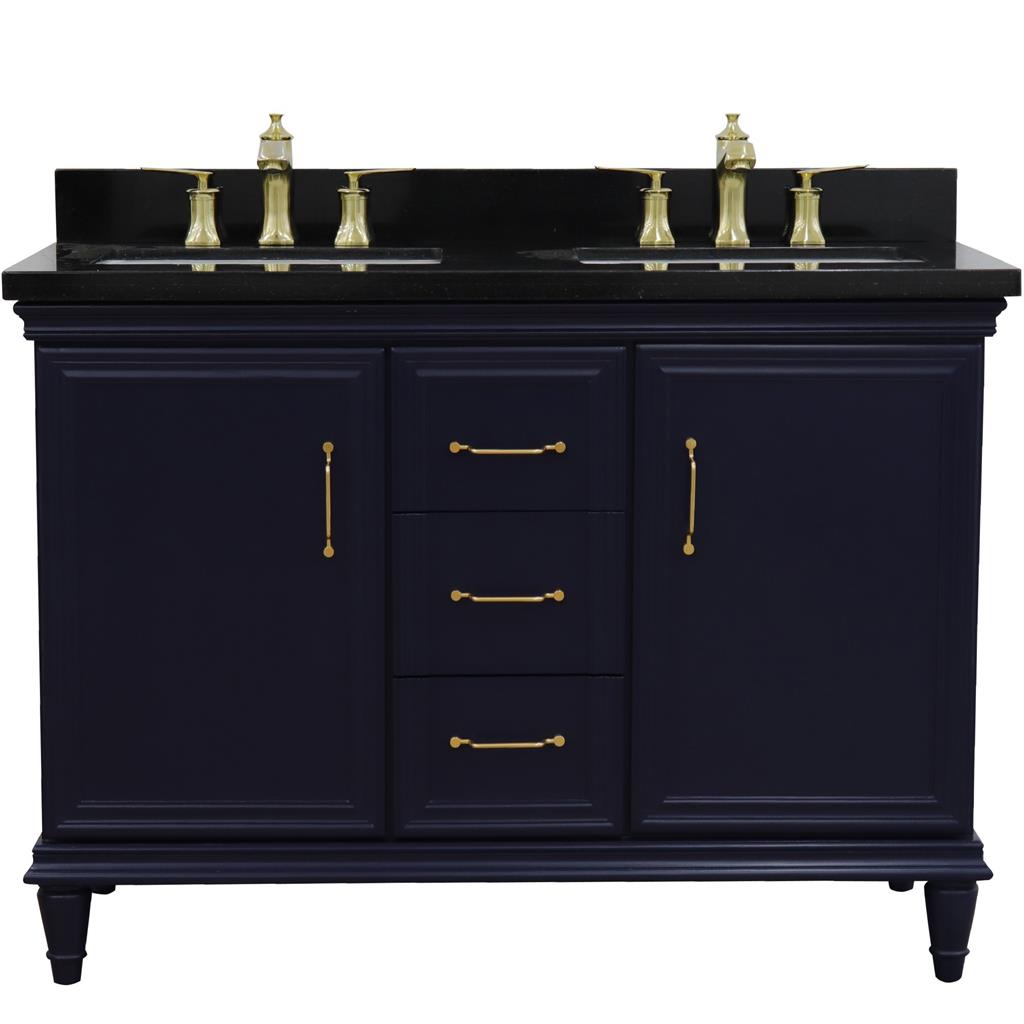 Bellaterra Home, Forli 49" Blue Double Vanity, Rectangle Sink, Black Galaxy Granite#top-options_black-galaxy-granite-top