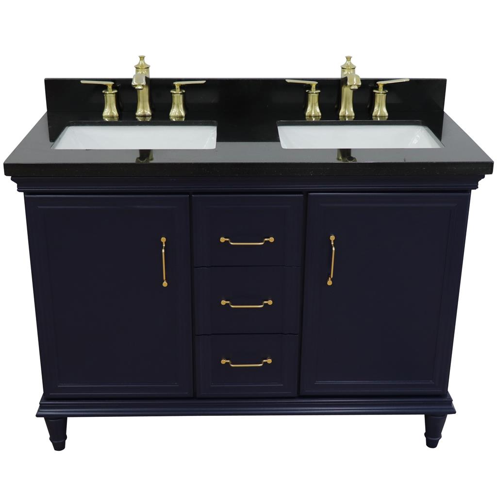 Bellaterra Home, Forli 49" Blue Double Vanity, Rectangle Sink, Black Galaxy Granite#top-options_black-galaxy-granite-top