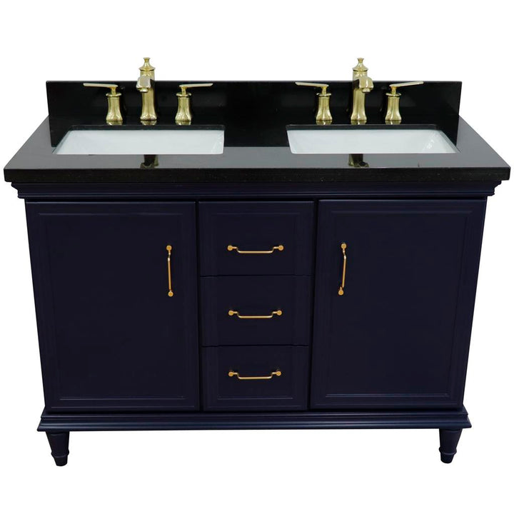 Bellaterra Home, Forli 49" Blue Double Vanity, Rectangle Sink, Black Galaxy Granite#top-options_black-galaxy-granite-top