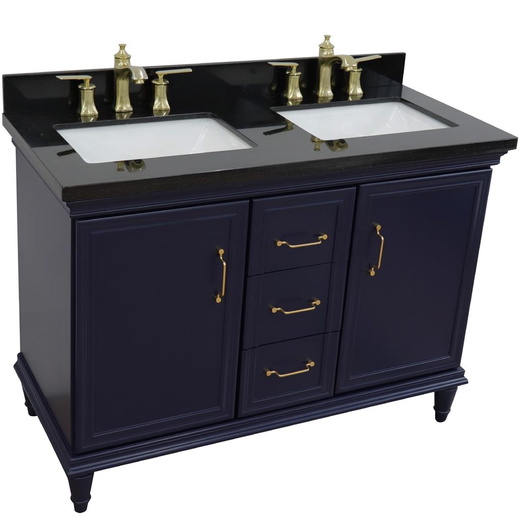 Bellaterra Home, Forli 49" Blue Double Vanity, Rectangle Sink, Black Galaxy Granite#top-options_black-galaxy-granite-top