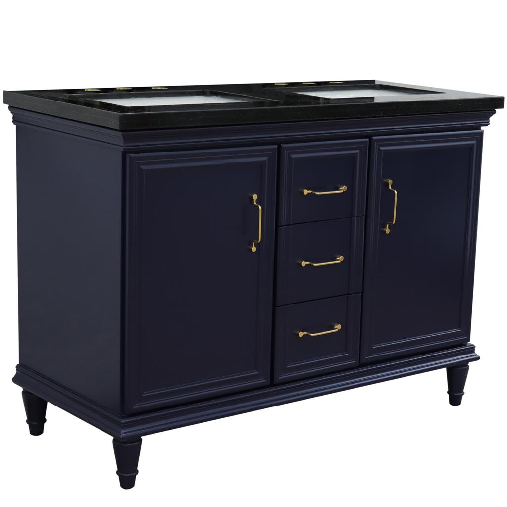 Bellaterra Home, Forli 49" Blue Double Vanity, Rectangle Sink, Black Galaxy Granite#top-options_black-galaxy-granite-top