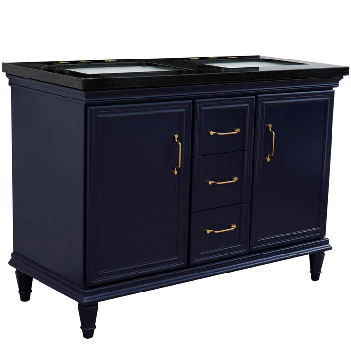 Bellaterra Home, Forli 49" Blue Double Vanity, Rectangle Sink, Black Galaxy Granite#top-options_black-galaxy-granite-top
