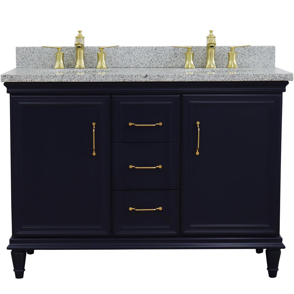 Bellaterra Home, Forli 49" Blue Double Vanity, Oval Sink, Gray Granite#top-options_gray-granite-top