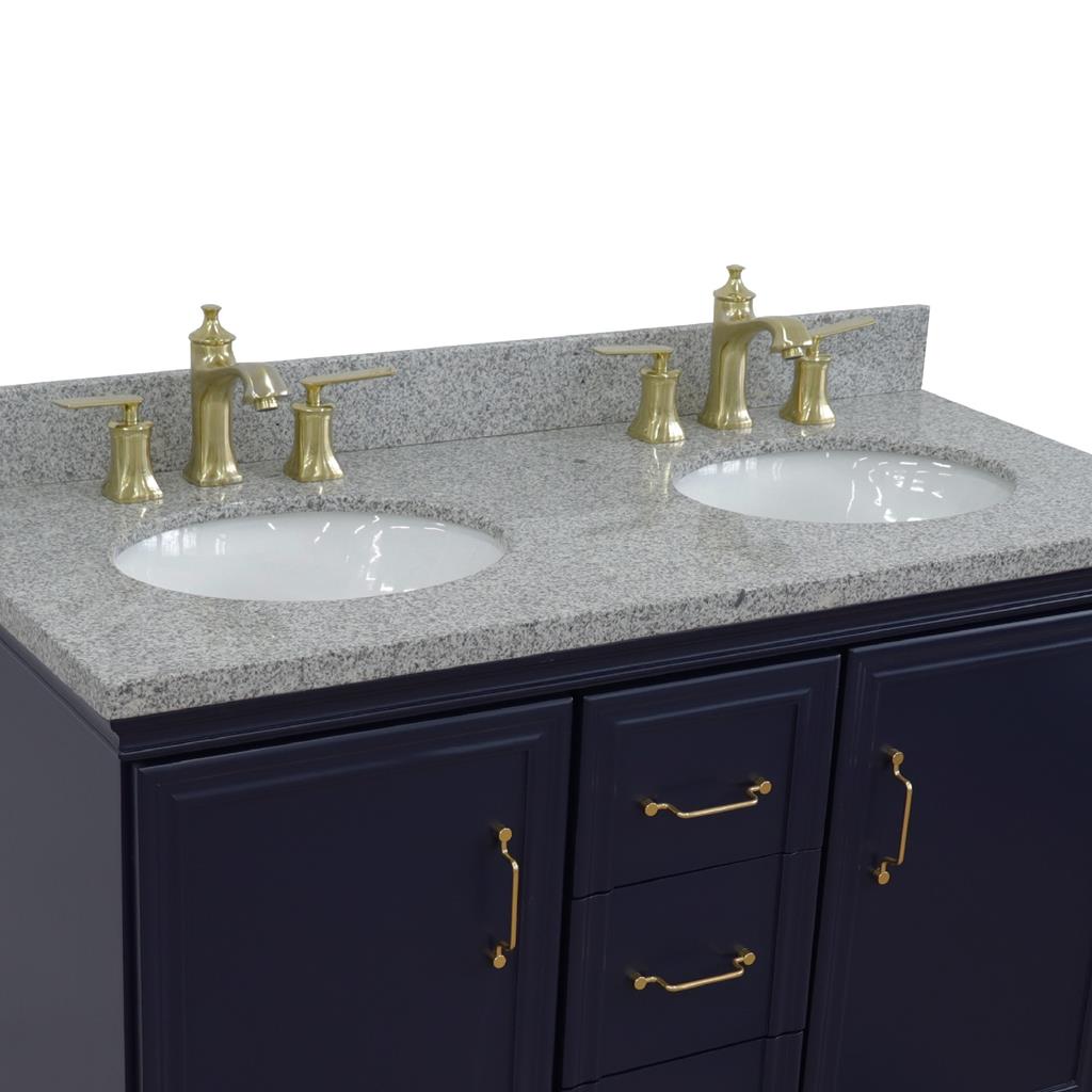 Bellaterra Home, Forli 49" Blue Double Vanity, Oval Sink, Gray Granite#top-options_gray-granite-top