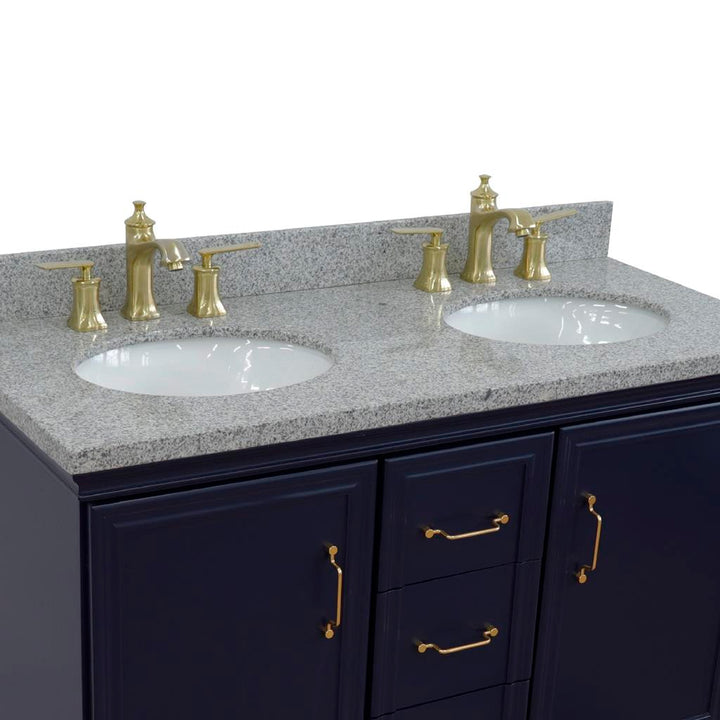Bellaterra Home, Forli 49" Blue Double Vanity, Oval Sink, Gray Granite#top-options_gray-granite-top