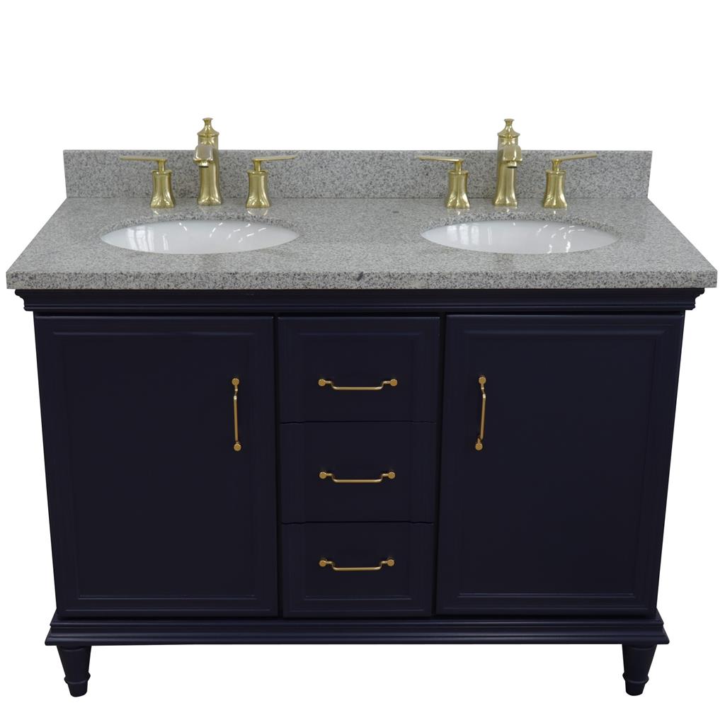 Bellaterra Home, Forli 49" Blue Double Vanity, Oval Sink, Gray Granite#top-options_gray-granite-top