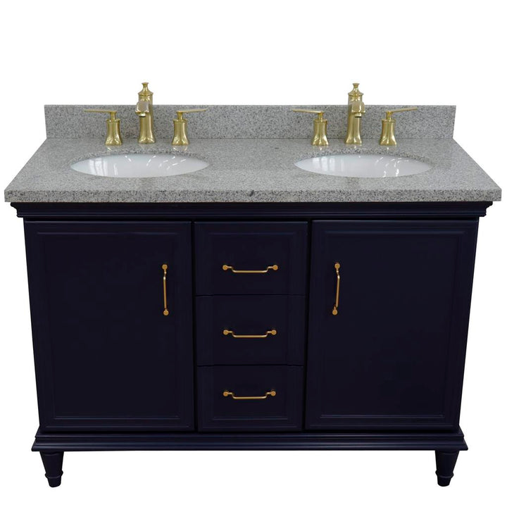 Bellaterra Home, Forli 49" Blue Double Vanity, Oval Sink, Gray Granite#top-options_gray-granite-top