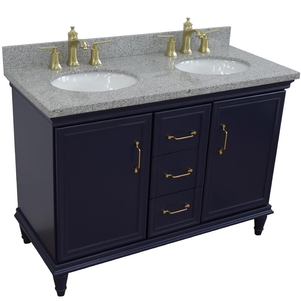 Bellaterra Home, Forli 49" Blue Double Vanity, Oval Sink, Gray Granite#top-options_gray-granite-top