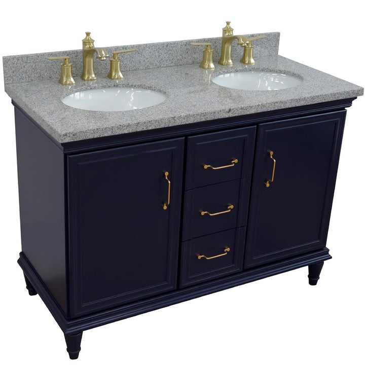 Bellaterra Home, Forli 49" Blue Double Vanity, Oval Sink, Gray Granite#top-options_gray-granite-top