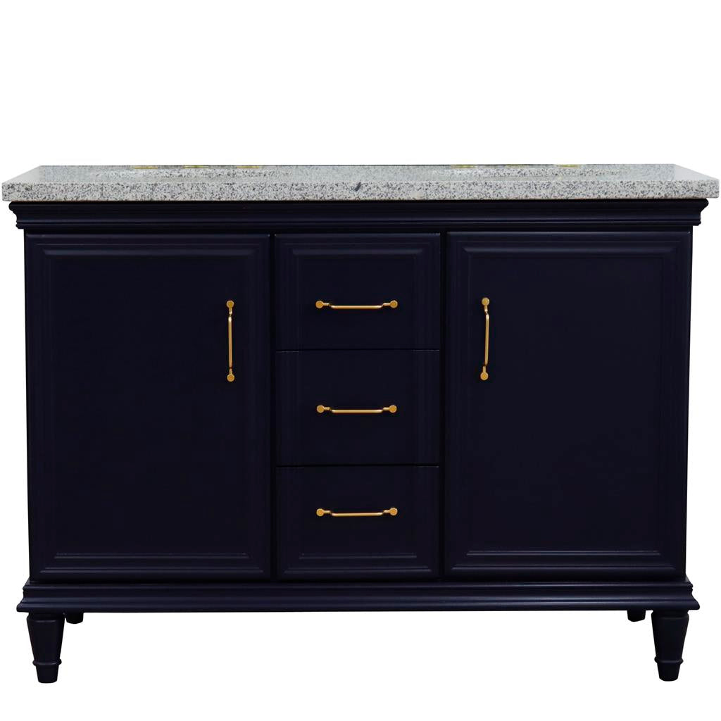 Bellaterra Home, Forli 49" Blue Double Vanity, Oval Sink, Gray Granite#top-options_gray-granite-top