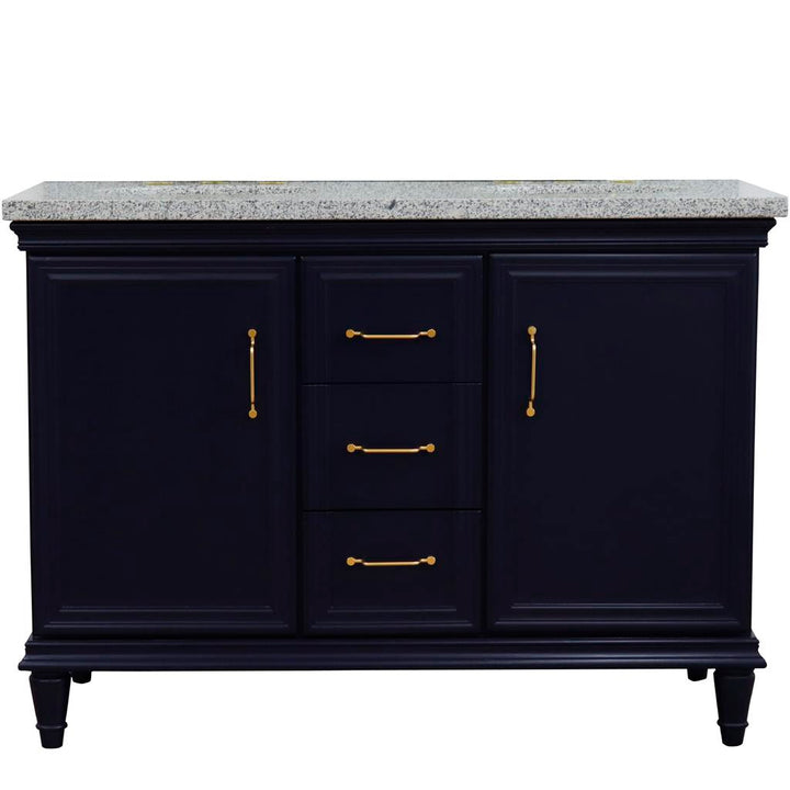Bellaterra Home, Forli 49" Blue Double Vanity, Oval Sink, Gray Granite#top-options_gray-granite-top