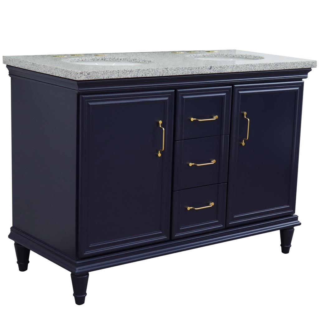 Bellaterra Home, Forli 49" Blue Double Vanity, Oval Sink, Gray Granite#top-options_gray-granite-top