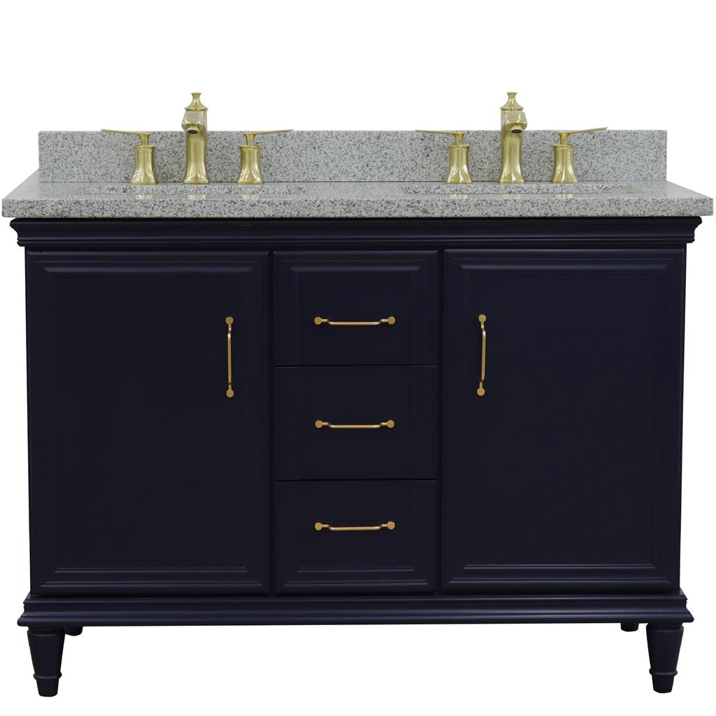 Bellaterra Home, Forli 49" Blue Double Vanity, Rectangle Sink, Gray Granite#top-options_gray-granite-top