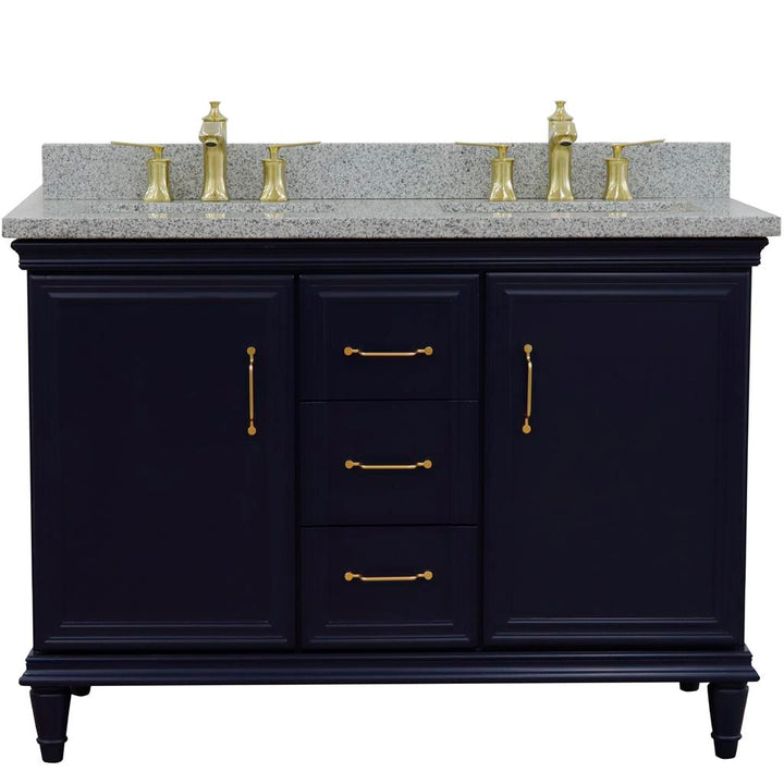 Bellaterra Home, Forli 49" Blue Double Vanity, Rectangle Sink, Gray Granite#top-options_gray-granite-top