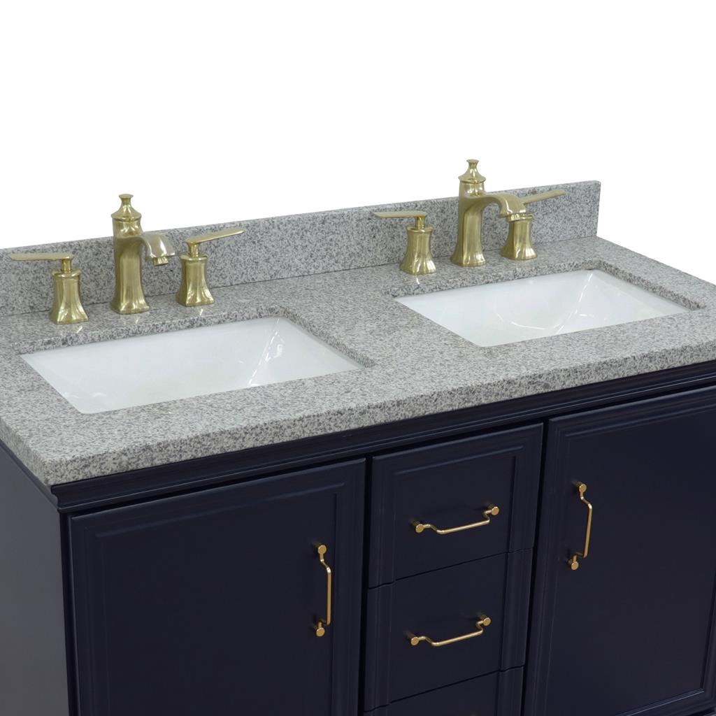 Bellaterra Home, Forli 49" Blue Double Vanity, Rectangle Sink, Gray Granite#top-options_gray-granite-top