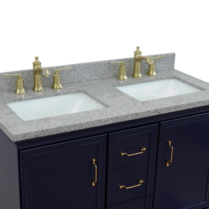 Bellaterra Home, Forli 49" Blue Double Vanity, Rectangle Sink, Gray Granite#top-options_gray-granite-top