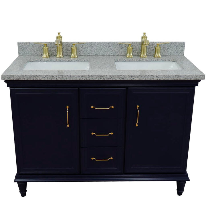Bellaterra Home, Forli 49" Blue Double Vanity, Rectangle Sink, Gray Granite#top-options_gray-granite-top