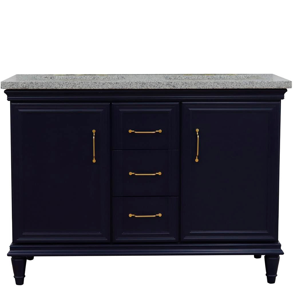 Bellaterra Home, Forli 49" Blue Double Vanity, Rectangle Sink, Gray Granite#top-options_gray-granite-top