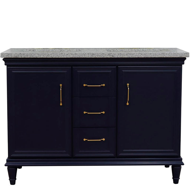 Bellaterra Home, Forli 49" Blue Double Vanity, Rectangle Sink, Gray Granite#top-options_gray-granite-top