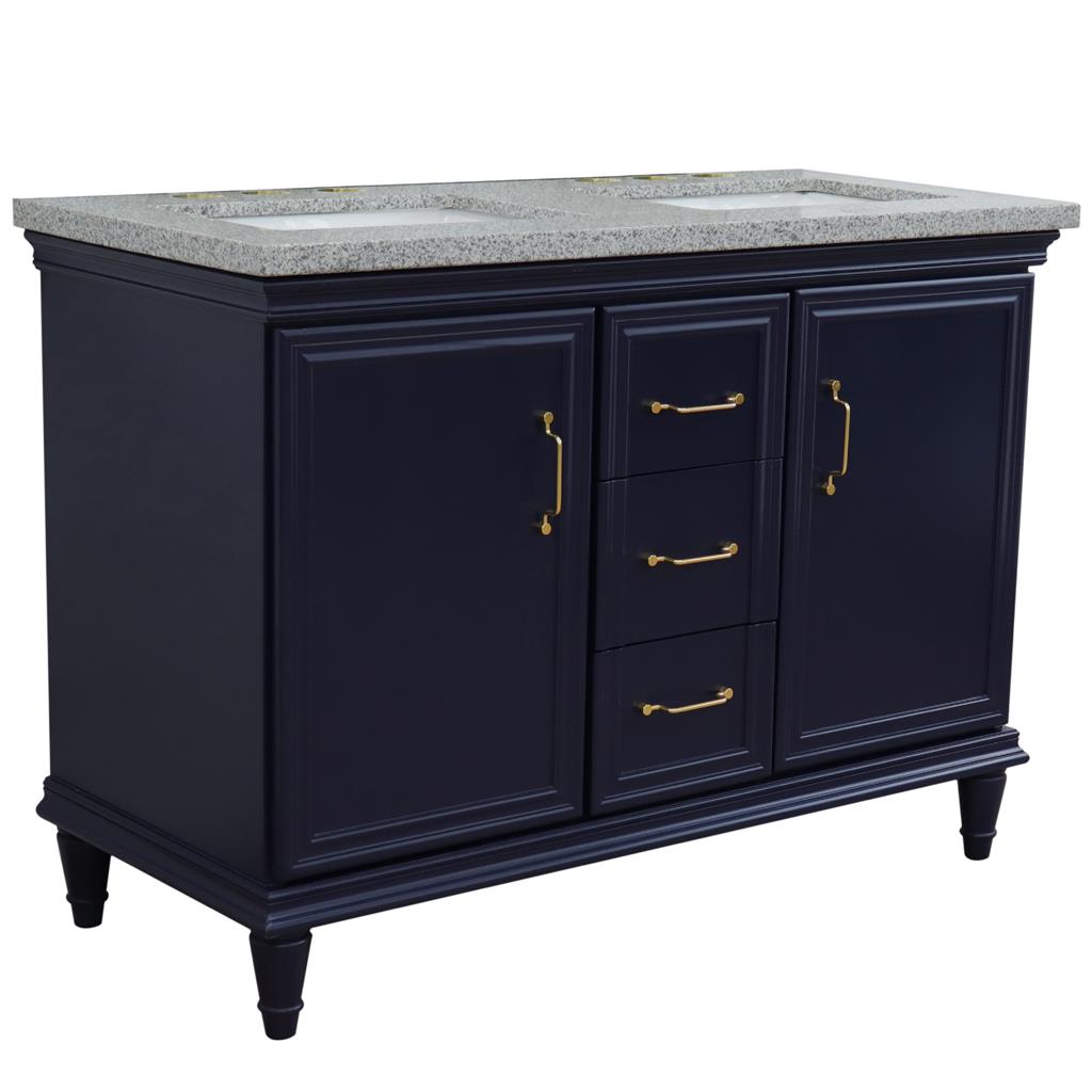 Bellaterra Home, Forli 49" Blue Double Vanity, Rectangle Sink, Gray Granite#top-options_gray-granite-top