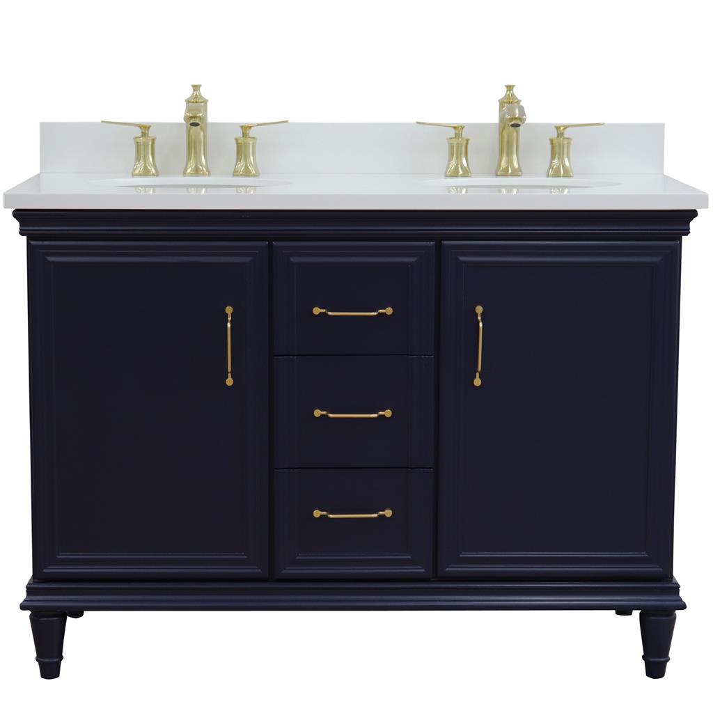 Bellaterra Home, Forli 49" Blue Double Vanity, Oval Sink, White Quartz#top-options_white-quartz-top