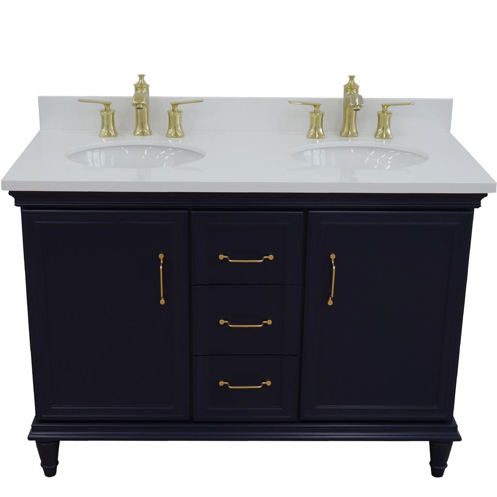 Bellaterra Home, Forli 49" Blue Double Vanity, Oval Sink, White Quartz#top-options_white-quartz-top