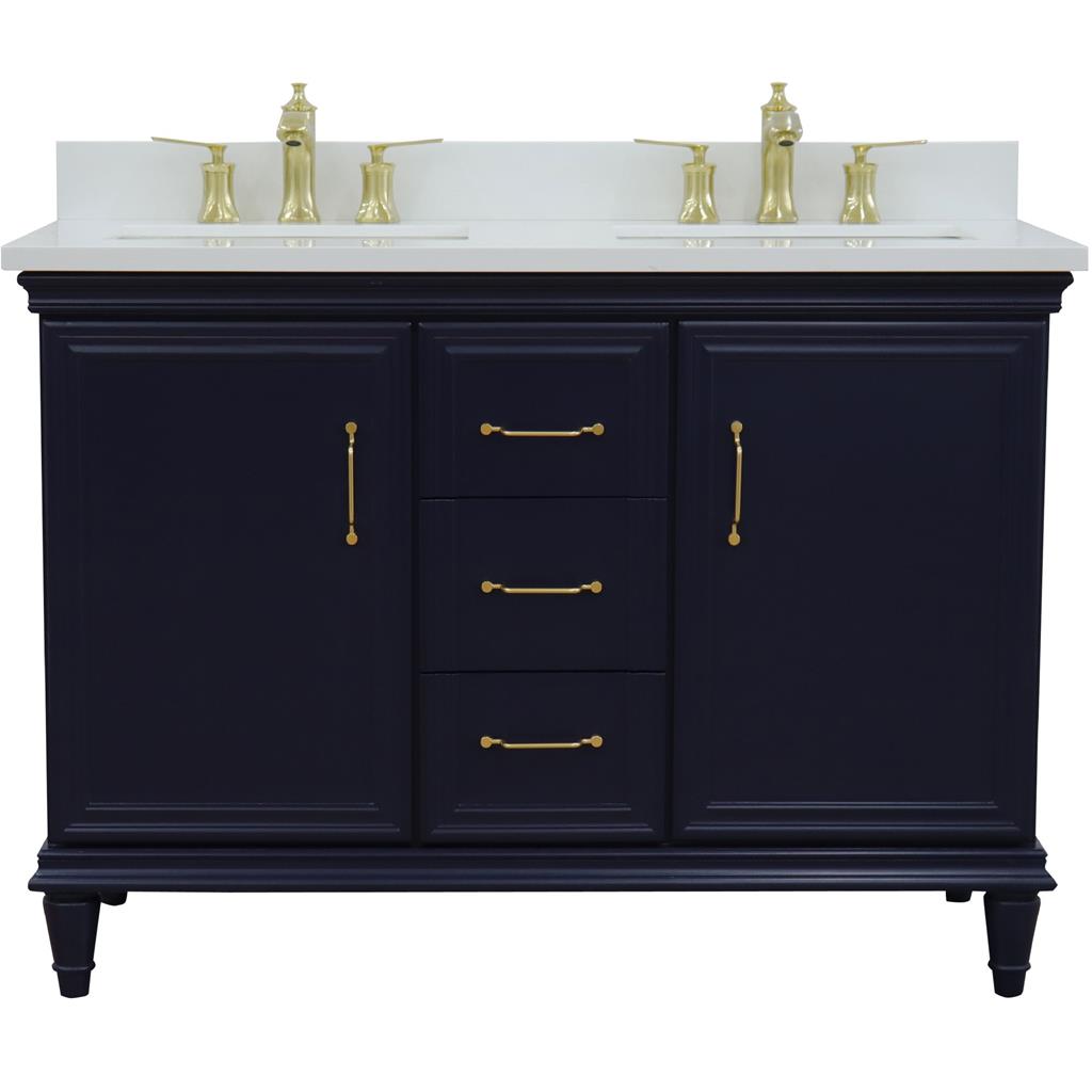 Bellaterra Home, Forli 49" Blue Double Vanity, Rectangle Sink, White Quartz#top-options_white-quartz-top