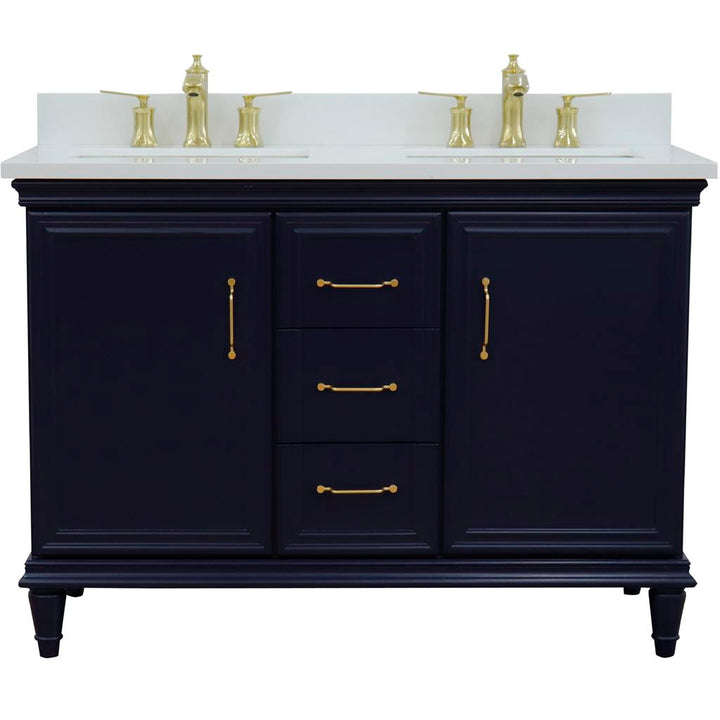 Bellaterra Home, Forli 49" Blue Double Vanity, Rectangle Sink, White Quartz#top-options_white-quartz-top
