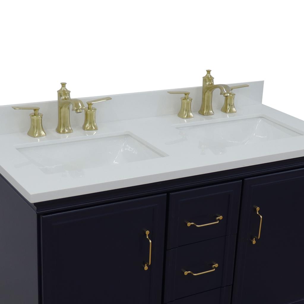 Bellaterra Home, Forli 49" Blue Double Vanity, Rectangle Sink, White Quartz#top-options_white-quartz-top
