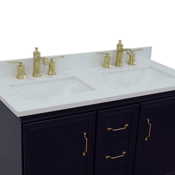 Bellaterra Home, Forli 49" Blue Double Vanity, Rectangle Sink, White Quartz#top-options_white-quartz-top
