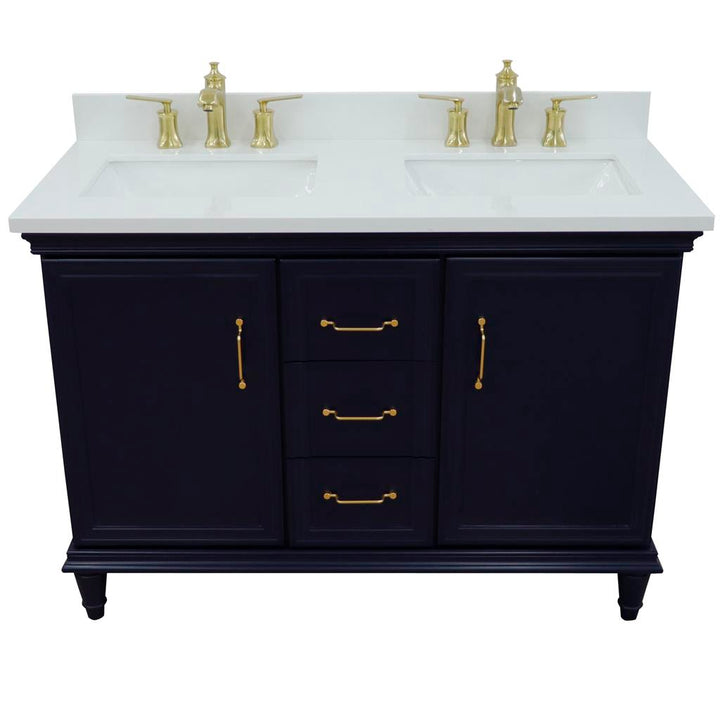 Bellaterra Home, Forli 49" Blue Double Vanity, Rectangle Sink, White Quartz#top-options_white-quartz-top