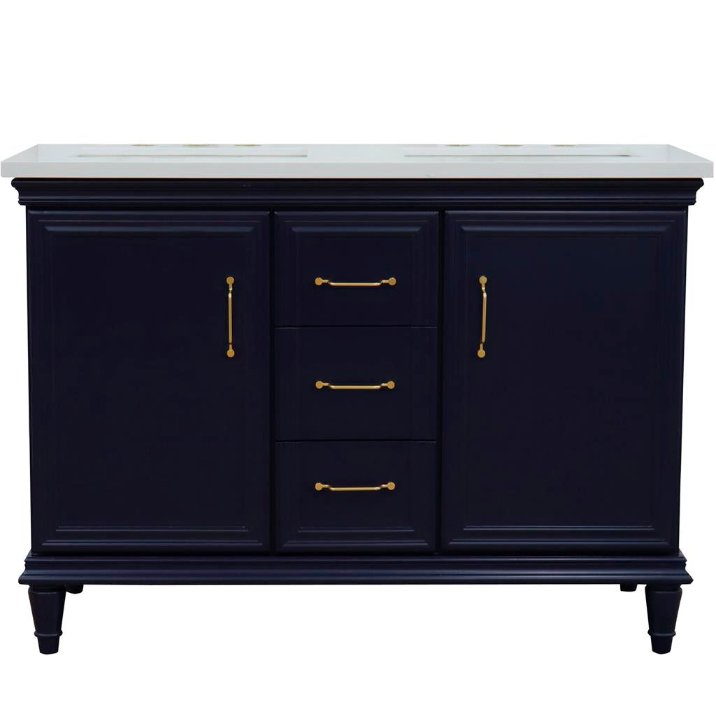 Bellaterra Home, Forli 49" Blue Double Vanity, Rectangle Sink, White Quartz#top-options_white-quartz-top