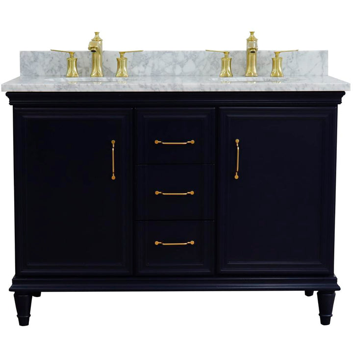 Bellaterra Home, Forli 49" Blue Double Vanity, Oval Sink, White Carrara Marble#top-options_white-carrara-marble-top