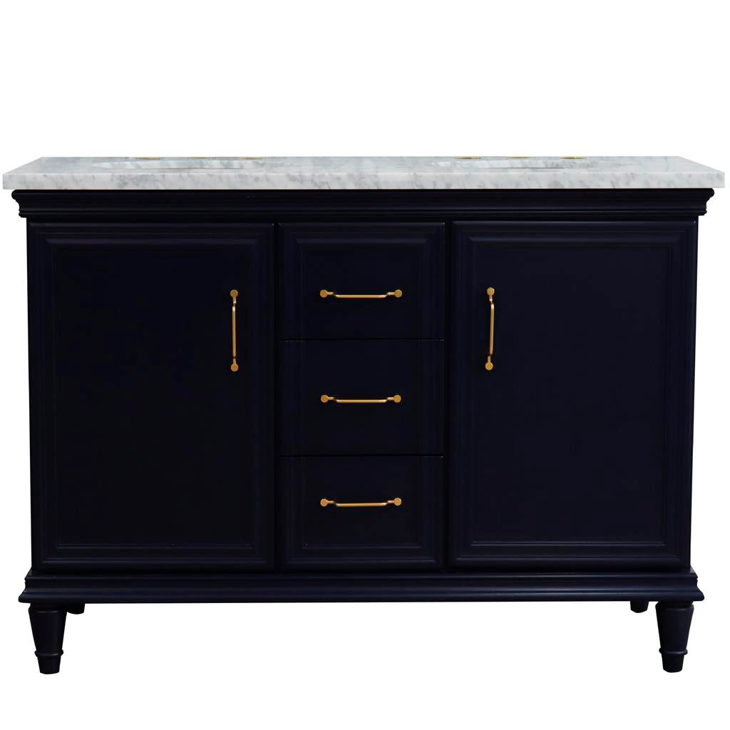 Bellaterra Home, Forli 49" Blue Double Vanity, Oval Sink, White Carrara Marble#top-options_white-carrara-marble-top