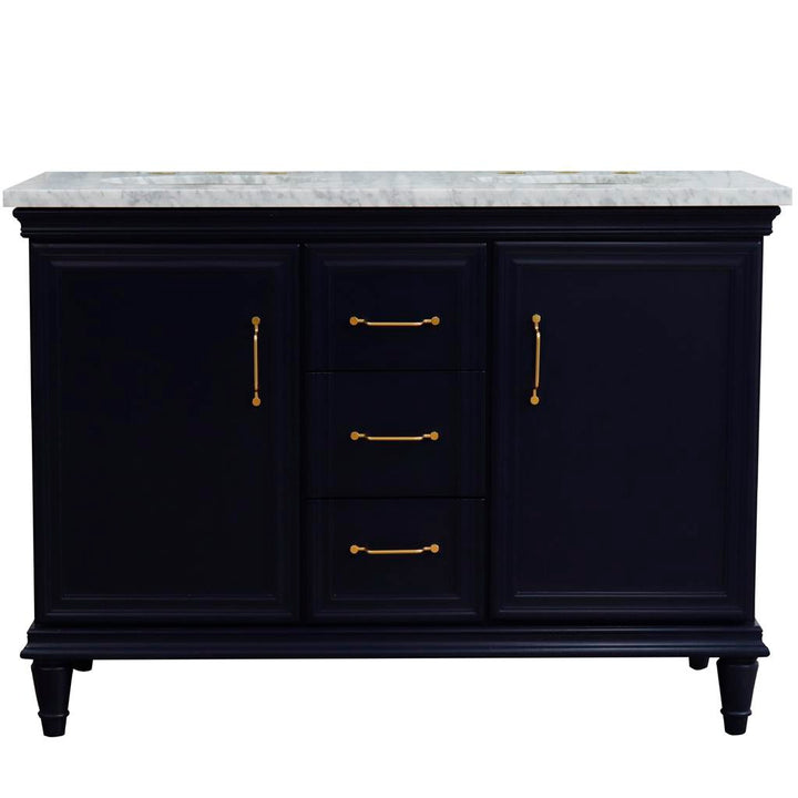 Bellaterra Home, Forli 49" Blue Double Vanity, Oval Sink, White Carrara Marble#top-options_white-carrara-marble-top