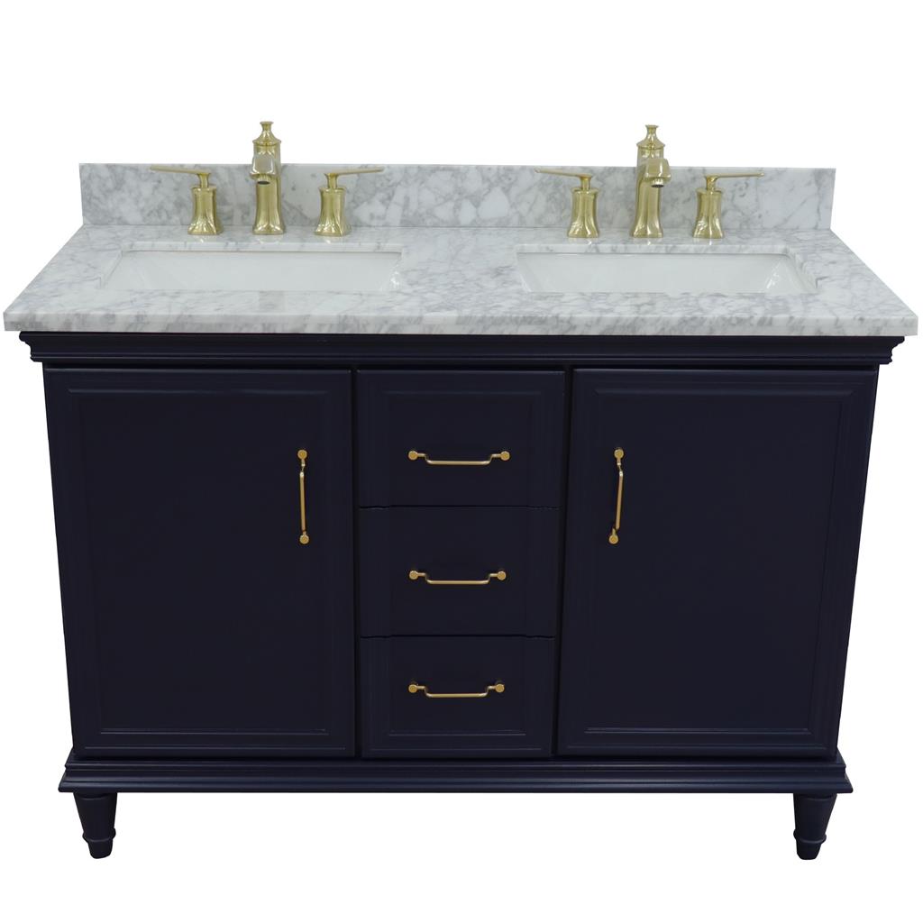 Bellaterra Home, Forli 49" Blue Double Vanity, Rectangle Sink, White Carrara Marble#top-options_white-carrara-marble-top