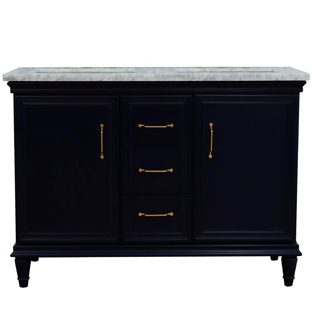 Bellaterra Home, Forli 49" Blue Double Vanity, Rectangle Sink, White Carrara Marble#top-options_white-carrara-marble-top