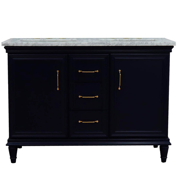 Bellaterra Home, Forli 49" Blue Double Vanity, Rectangle Sink, White Carrara Marble#top-options_white-carrara-marble-top